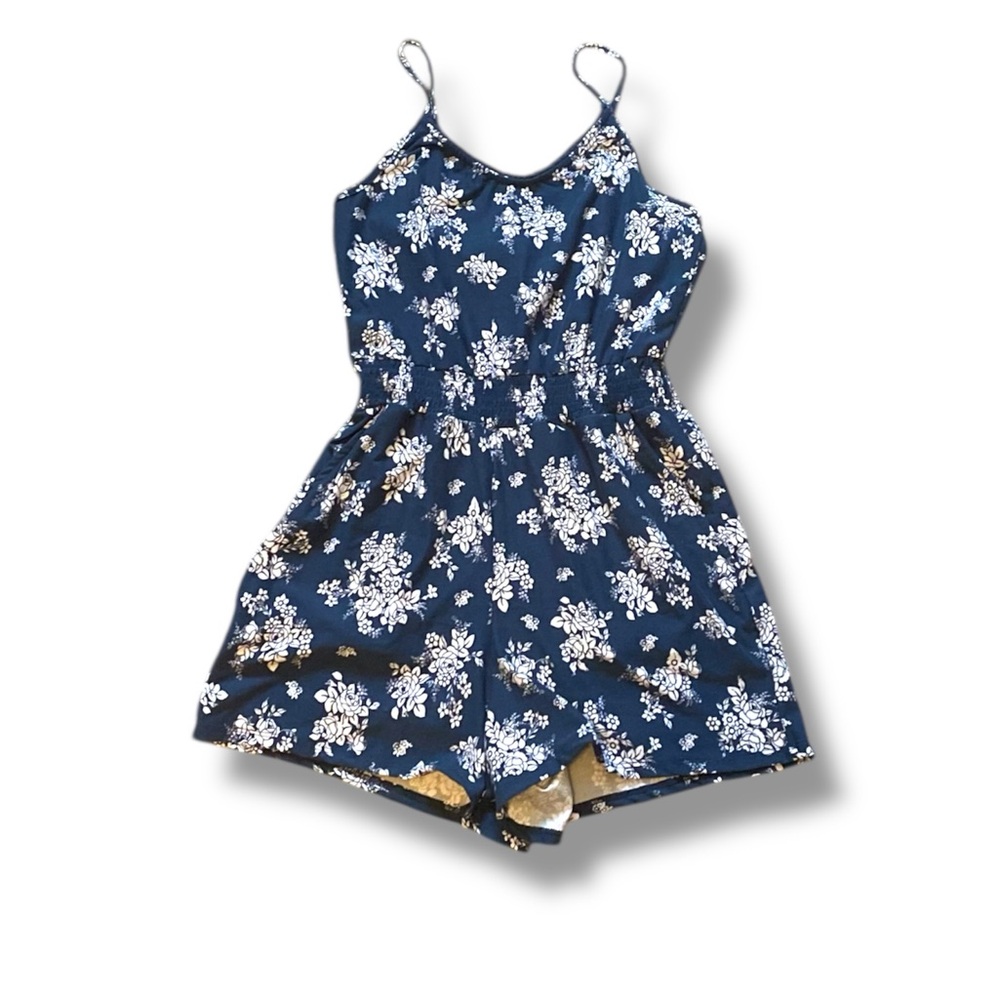 Derek Heart Women's Blue Romper Floral Size: S